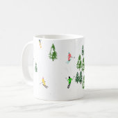 レトロカラフルアルパインスキーヤーイラストレーション コーヒーマグカップ (正面左)