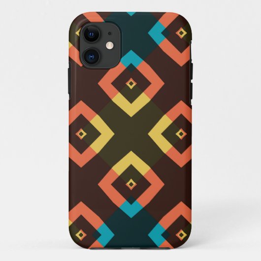 レトロカラフルアーガイル正方形 Case-Mate iPhoneケース (裏面)