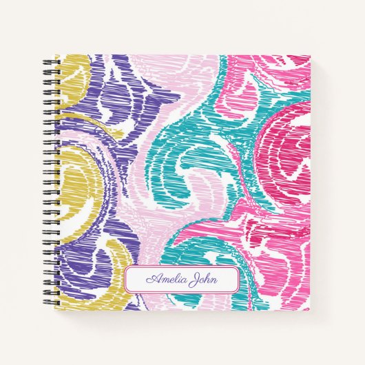 レトロカラフルアートカスタムノート ノートブック (正面)