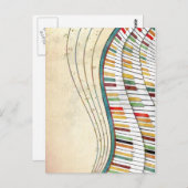 レトロカラフルウェーブピアノ ポストカード (正面/裏面)