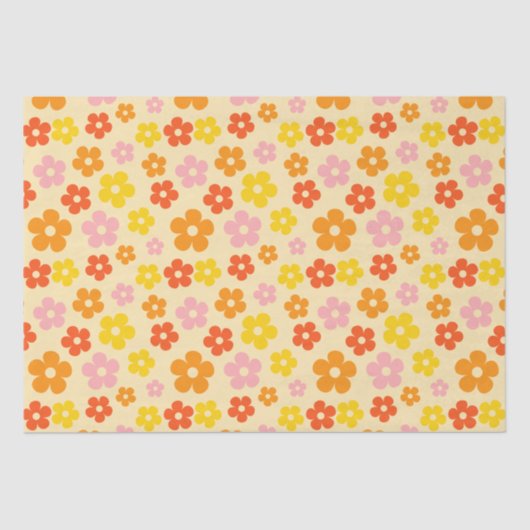 レトロカラフルオレンジボホフラワーハッピーバースデー 薄葉紙 (正面)