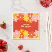 レトロカラフルオレンジボホフラワー50誕生日 スタンダードカクテルナプキン (インサイチュ)