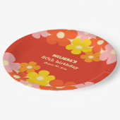 レトロカラフルオレンジボホフラワー50誕生日 ペーパープレート (アングル)