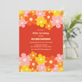 レトロカラフルオレンジボホフラワー50誕生日 招待状 (スタンド正面)