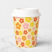 レトロカラフルオレンジボホフラワー50誕生日 紙コップ (裏面)