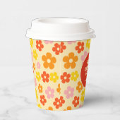 レトロカラフルオレンジボホフラワー50誕生日 紙コップ (右)