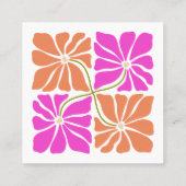 レトロカラフルオレンジ赤バイオレット花柄 スクエア名刺 (裏面)
