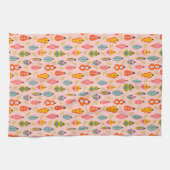 レトロカラフルオーナメントクリスマスパターン キッチンタオル (横)