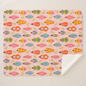 レトロカラフルオーナメントクリスマスパターン シェルパブランケット (正面(横))