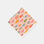 レトロカラフルオーナメントクリスマスパターン スタンダードカクテルナプキン (角)