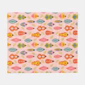 レトロカラフルオーナメントクリスマスパターン フリースブランケット (正面(横))