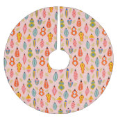 レトロカラフルオーナメントクリスマスパターン ブラッシュドポリエステルツリースカート (正面)