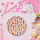 レトロカラフルオーナメントクリスマスパターン ペーパープレート (パーティー)