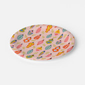 レトロカラフルオーナメントクリスマスパターン ペーパープレート (アングル)