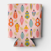 レトロカラフルオーナメントクリスマスパターン 缶クーラー (正面)