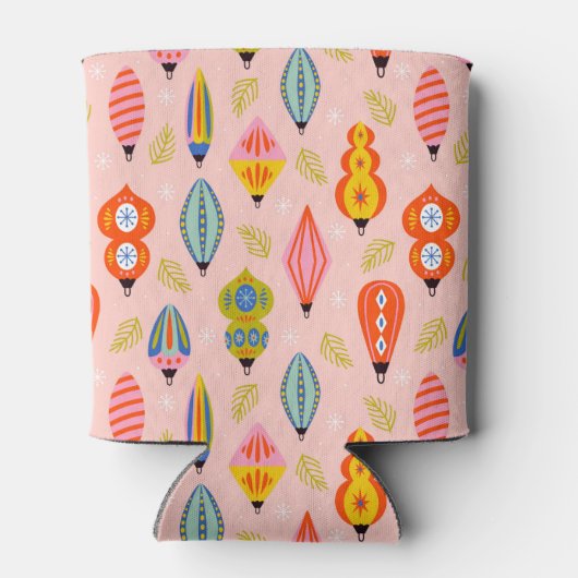 レトロカラフルオーナメントクリスマスパターン 缶クーラー (裏面)