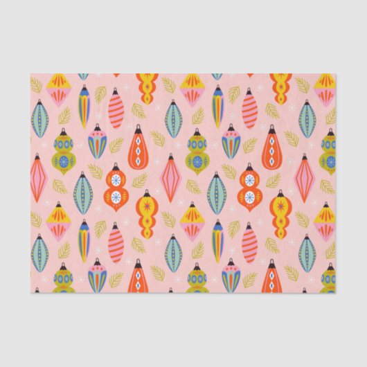 レトロカラフルオーナメントクリスマスパターン 薄葉紙 (正面)