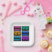 レトロカラフルカセットテープ ペーパープレート (パーティー)