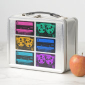 レトロカラフルカセットテープ メタルランチボックス (インサイチュ)
