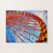 レトロカラフルカーニバルフェリスホイールアポップ・アートのート ジグソーパズル (横)