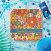 レトロカラフルガーデン60s 70s花柄 ペーパープレート (パーティー)