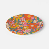 レトロカラフルガーデン60s 70s花柄 ペーパープレート (アングル)