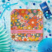 レトロカラフルガーデン60s 70s花柄 ペーパープレート (パーティー)