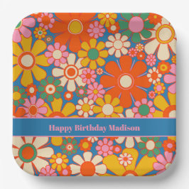 レトロカラフルガーデン60s 70s花柄 ペーパープレート