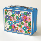 レトロカラフルガーデン60s 70s花柄 メタルランチボックス (裏面)