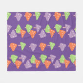 レトロカラフルキノコ型キッズ フリースブランケット (正面(横))