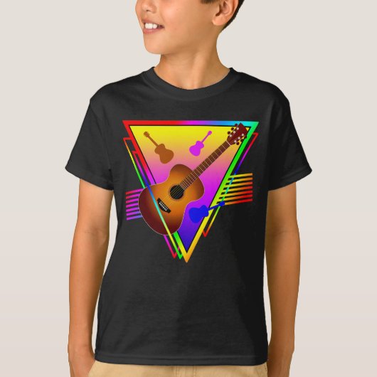 レトロカラフルギター Tシャツ (正面)