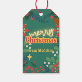 レトロカラフルクモダンリスマスパーティの招待状 ギフトタグ