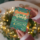 レトロカラフルクモダンリスマスパーティの招待状 招待状