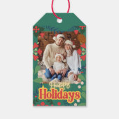 レトロカラフルクモダンリスマスボタニカルカード ギフトタグ (正面)