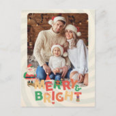 レトロカラフルクモダンリスマスボタニカルカード シーズンポストカード (正面)