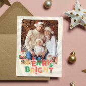 レトロカラフルクモダンリスマスボタニカルカード シーズンポストカード