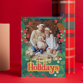 レトロカラフルクモダンリスマスボタニカルカード ポストカード