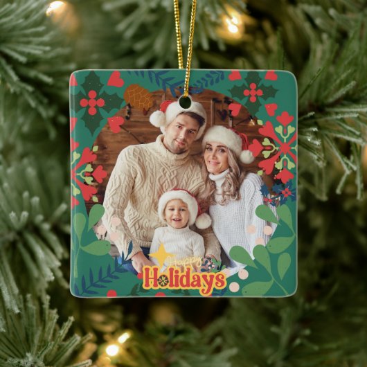 レトロカラフルクモダンリスマス植物学 セラミックオーナメント (ツリー)