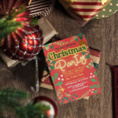 レトロカラフルクモダンリスマス植物学 招待状