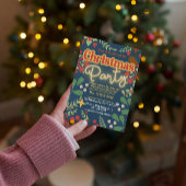 レトロカラフルクモダンリスマス植物学 招待状