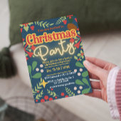 レトロカラフルクモダンリスマス植物学 招待状