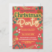 レトロカラフルクモダンリスマス植物学 招待状 (正面)