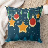 レトロカラフルクリスマスオーナメントデザイン クッション (ブランケット)