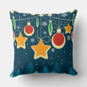 レトロカラフルクリスマスオーナメントデザイン クッション (裏面)