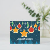 レトロカラフルクリスマスオーナメントデザイン ポストカード (スタンド正面)