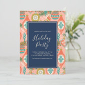 レトロカラフルクリスマスオーナメントホリデーパーティー 招待状 (スタンド正面)