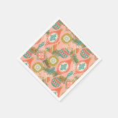 レトロカラフルクリスマスオーナメント スタンダードカクテルナプキン (角)