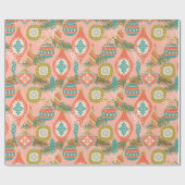 レトロカラフルクリスマスオーナメント ラッピングペーパー (フラット)