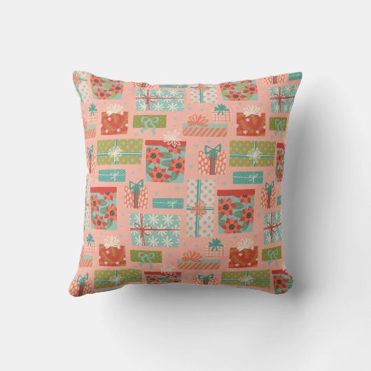 レトロカラフルクリスマスギフトボックスホリデー クッション (裏面)