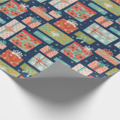 レトロカラフルクリスマスギフトボックスホリデー ラッピングペーパー (角)